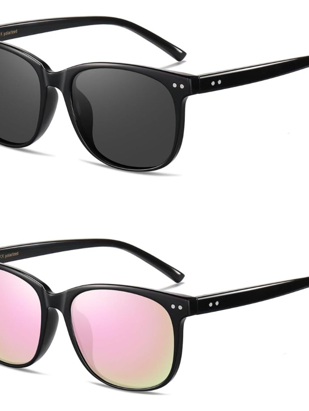 Classic Round Polarized Sunglasses for Men & Women - UV400 Protection - 2 Pairs